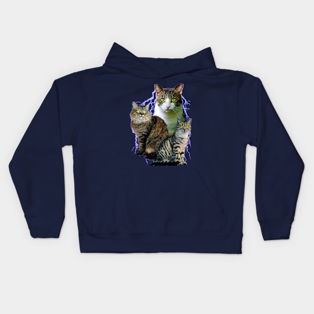 Lightning Cats - Vintage 90's Animal Design (it is so cool) Kids Hoodie by blueversion